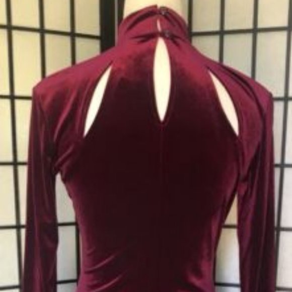 New Women's En Focus Studio Velvet Dress Burgundy Size 8 - Picture 3 of 7
